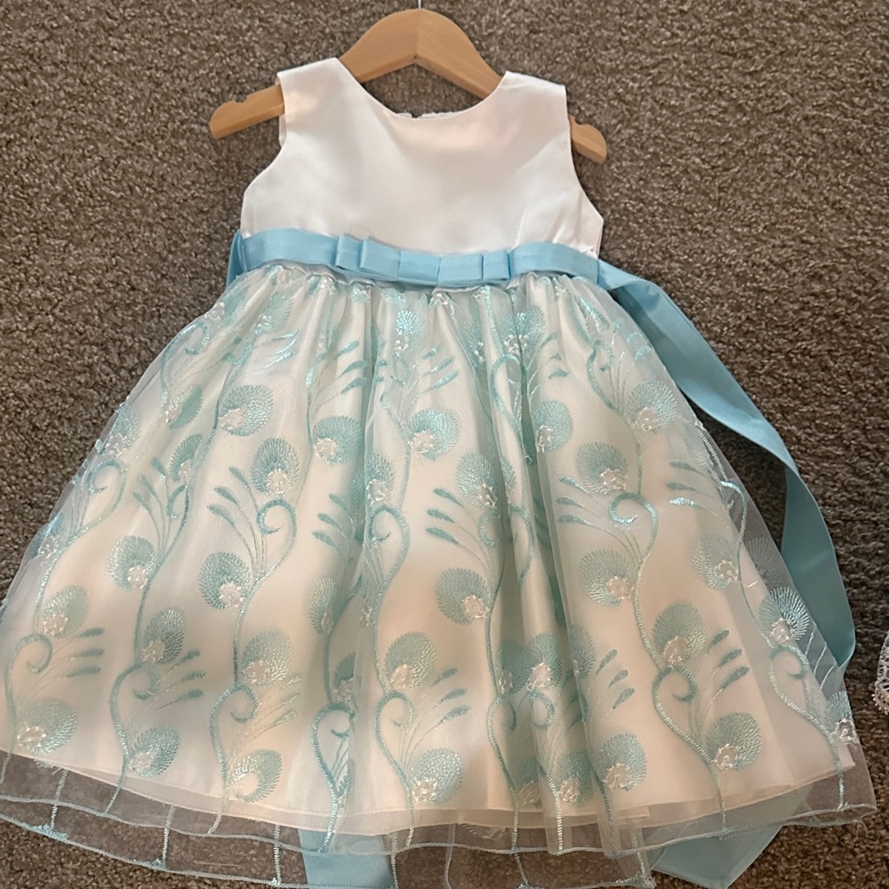 Elegant Blue and White Kids Dress